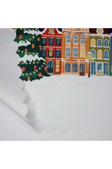 Elegant Laser Cut Runner with Navy Blue Sky Christmas Themed Houses Design
