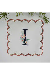 I Harfi Baskılı Kişiye Özel Pul İşlemeli Monogramlı Nakış Kenar Pullu Kokteyl Peçetesi 1 Adet