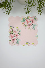 Pastel Pink Floral Patterned Laser Cut Cocktail Napkin, 1 Piece