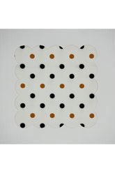 Siyah Sarı Puan Desenli Dijital Baskılı Lazer Kesim Kokteyl Peçetesi