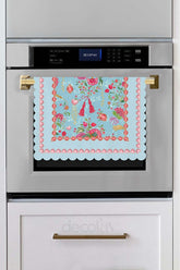 Love Bloom Heart-Colored Floral Blue Laser Cut Oven Cover