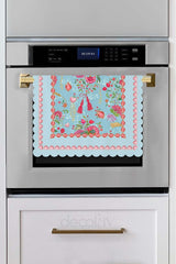 Love Bloom Heart-Colored Floral Blue Laser Cut Oven Cover