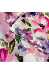 Cushion Cover with Watercolor Pink Purple Floral Pattern and Digital Print