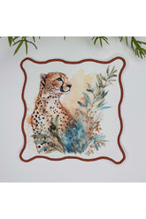 Sulu Boya Asil Çita ve Yaprak Tasarımlı Nakış Kenar Kokteyl Peçetesi 1 Adet