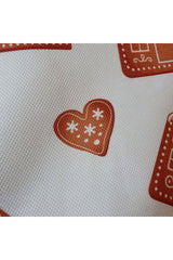 Gingerbread Houses and Hearts Designed Corded Cushion Cover