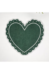 Kalp Şeklinde Nakışlı Yeşil Kumaş Kokteyl Peçetesi 1 Adet