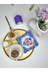 Hydrangea Vase Tile Patterned Laser Cut Fabric Cocktail Napkin 1 Piece