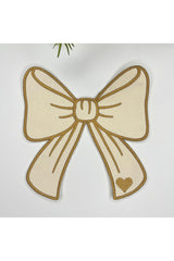 Ribbon Embroidered Fabric Cocktail Napkin 1 Piece Ecru Gold