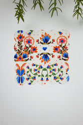 Tropik Papağan ve Soyut Çiçek Desenli Lazer Kesim Kokteyl Peçetesi 1 Adet