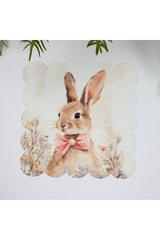Watercolor Cute Rabbit Design Fabric Cocktail Napkin 1 Piece
