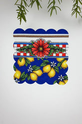 Felicita Limon ve Çizgi Tasarımlı Lazer Kesim Kumaş Kokteyl Peçetesi 1 Adet