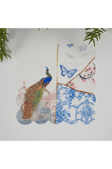 Tavuzkuşu ve Çini Desenli Dijital Baskılı Kumaş Kokteyl Peçetesi 1 Adet