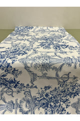 Runner Fransız Stili El Çizimi Dekoratif Desenli Dijital Baskılı