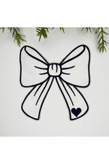 Black and White Ribbon Embroidered Fabric Cocktail Napkin 1 Piece