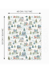 Watercolor Snowy Town Landscape Patterned Laser Cut Oven Cover