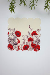 Gelincik Çiçeği Tasarımlı Lazer Kesim Kumaş Kokteyl Peçetesi 1 Adet