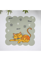 Cute Cat Design Laser Cut Fabric Cocktail Napkin 1 Piece
