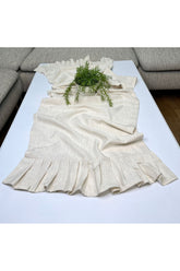 Natural Woven Fabric Linen Effect Ruffle Runner