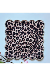 Leopar Desenli Dijital Baskılı, Kenarı Bej Nakışlı Dekoratif Kokteyl Peçeteleri