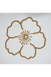 Flower Shaped Embroidered Decorative Fabric Cocktail Napkin 1 Piece Gold