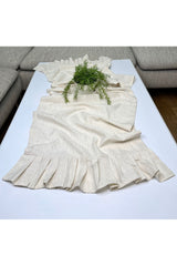 Natural Woven Fabric Linen Effect Ruffle Runner