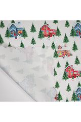 Watercolor Trees and Christmas Houses Design Laser Cut Oven Cover