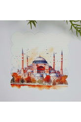 Ayasofya Camii Desenli Dijital Baskılı Lazer Kesim Yıkanabilir Kokteyl Peçetesi