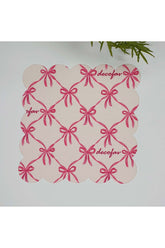 Romantic Ribbon Knit Patterned Laser Cut Fabric Cocktail Napkin 1 Piece