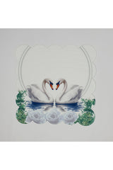 Romantic White Swans Digitally Printed Laser Cut Cocktail Napkin