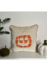 Plaid Applique Embroidery Pumpkin Corduroy Cushion Cover