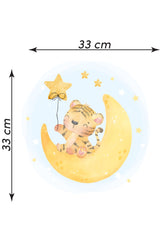 Baby Tiger, Moon and Stars One Piece Sticker
