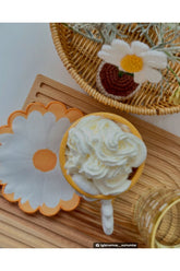 Orange Embroidered Edge Cocktail Napkin with Daisy Design, 1 Piece