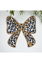 Kurdele Şeklinde Siyah Leopar Baskılı Nakışlı Kumaş Kokteyl Peçetesi 1 Adet