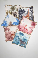 6-Piece Jungle Series Matching Watercolor Animal Patterned Embroidered Cocktail Napkins
