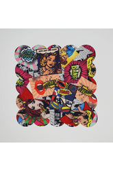 Pop Art Woman Patterned Digital Printed Laser Cut Cocktail Napkin