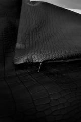 Mat Siyah Suni Timsah Deri Kırlent Kılıfı - 43x43cm