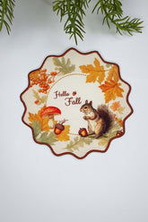 Forest Story – Squirrel and Acorn Embroidered Edge Cocktail Napkin 1 Piece