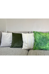 Cushion Cover Green Ombre Background Leaf Pattern Digital Print