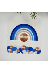 Mavi Gökkuşağı ve Balon Tasarımlı Lazer Kesim Kumaş Kokteyl Peçetesi 1 Adet