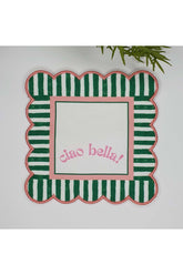 Decorative Edge Ciao Bella Slogan Embroidered Edge Fabric Cocktail Napkin 1 Piece