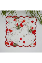 Sulu Boya Kokinalar ve Yapraklar Tasarımlı Nakış Kenar Kumaş Kokteyl Peçetesi 1 Adet