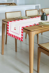 Elegant Tasarım Kalp Kiraz Dijital Baskılı Dekoratif Dikişsiz Lazer Kesim Runner - 48x135cm