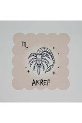 Akrep Burç Desenli Dijital Baskılı Lazer Kesimli Kokteyl Peçetesi