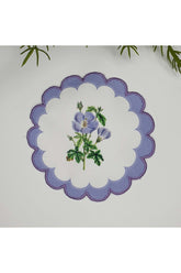 Lila Çiçek Desenli Nakış Kenar Kokteyl Peçetesi 1 Adet