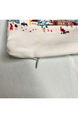 Pastel Blue Snow View Christmas Cushion Cover