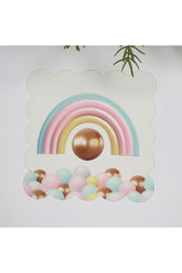 Pembe Gökkuşağı ve Balon Tasarımlı Lazer Kesim Kumaş Kokteyl Peçetesi 1 Adet