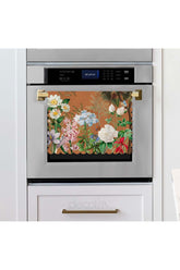 Laser Cut Fabric Oven Cover with Watercolor Flowers Design on a Cinnamon Ground