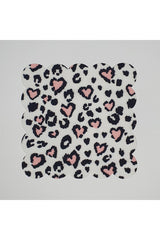 Heart Leopard Pattern Digital Print Laser Cut Cocktail Napkin