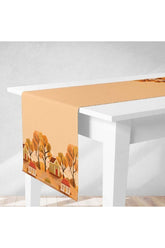 Autumn Landscape Orange Tone House Pattern Digital Printed Runner