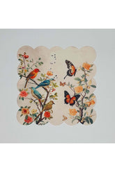 Birds and Butterflies on Branches Digitally Printed Laser Cut Cocktail Napkin